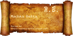 Machka Betta névjegykártya